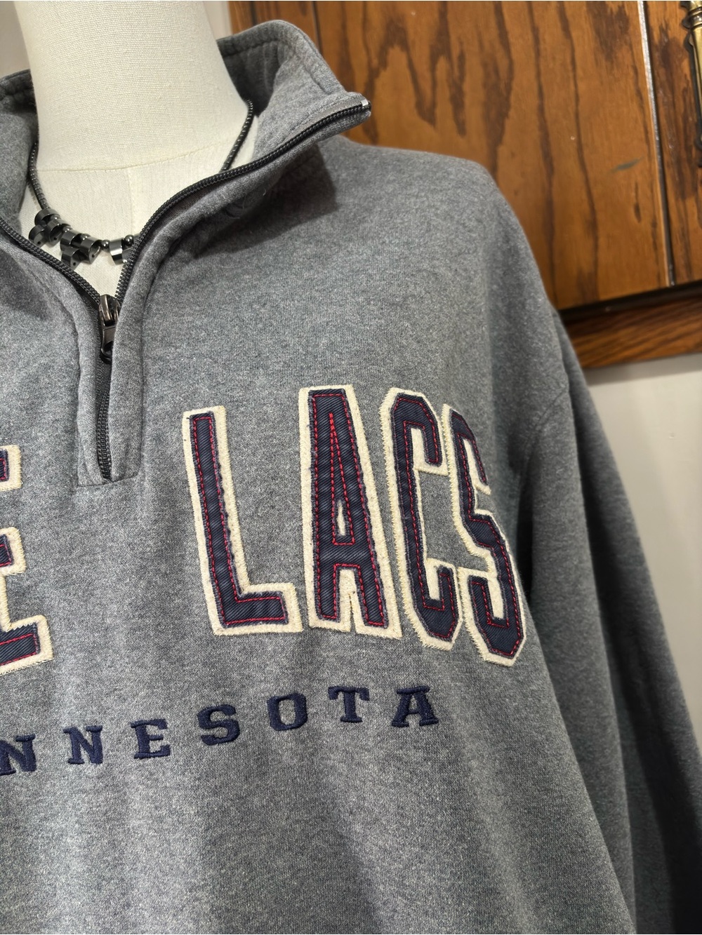 Vintage Gear For Sports Minnesota Mille Lacs Quarter Zip Sweatshirt Large Gray - Picture 4 of 10